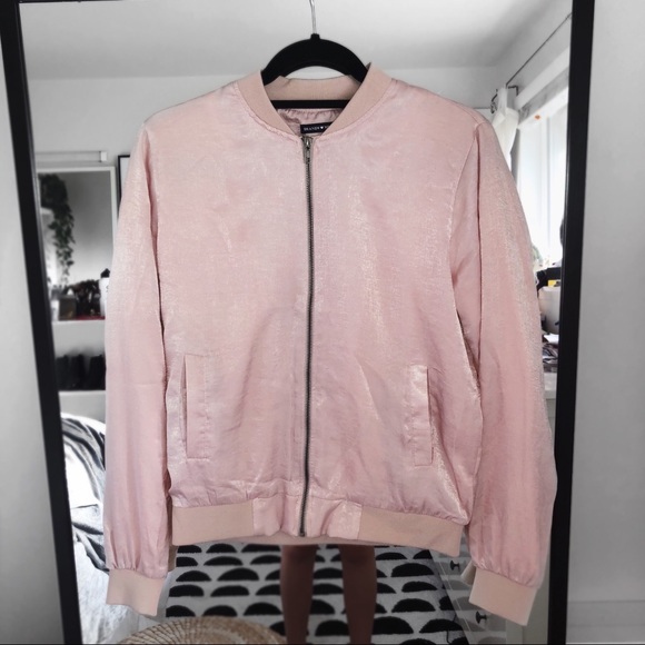 Brandy Melville Jackets & Blazers - Brandy Melville pink satin silk bomber jacket
